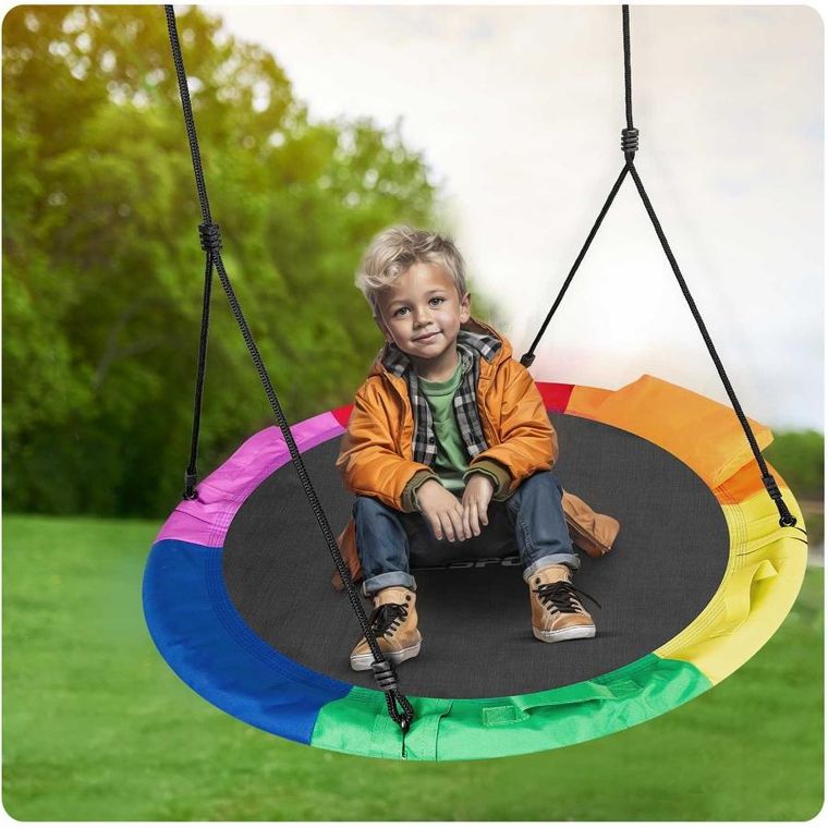 Neo-Sport, Swingo, huśtawka okrągła, bocianie gniazdo, wielokolorowa, 110 cm