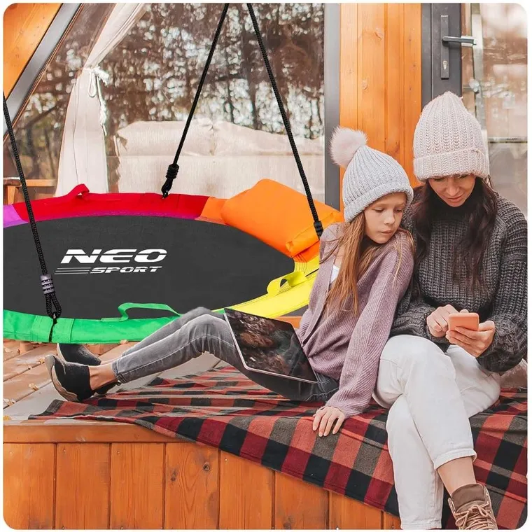 Neo-Sport, Swingo, huśtawka okrągła, bocianie gniazdo, wielokolorowa, 120 cm