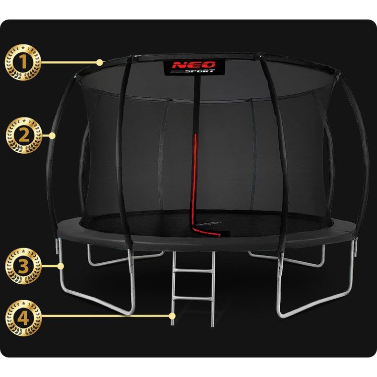 Neo-Sport, trampolina ogrodowa profilowana z siatką wewnętrzną, 14ft/435 cm