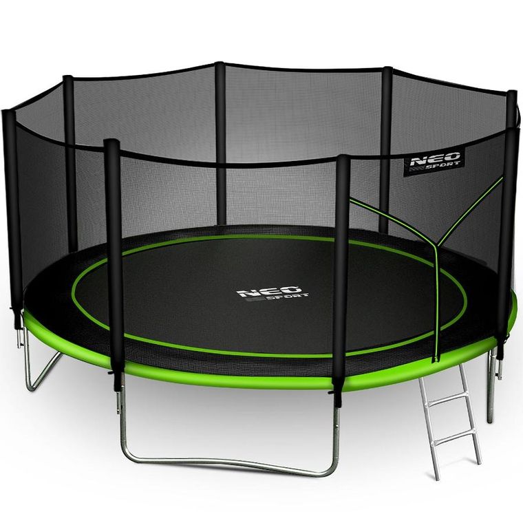 Neo-Sport, trampolina ogrodowa z siatką zewnętrzną i drabinką, 13ft/404 cm