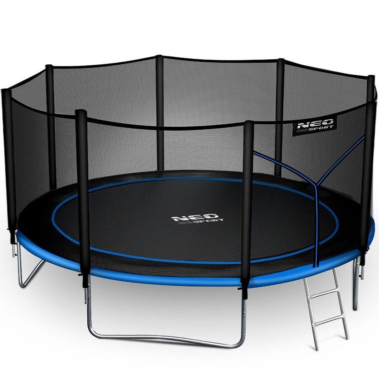Neo-Sport, trampolina ogrodowa z siatką zewnętrzną i drabinką, 14ft/435 cm