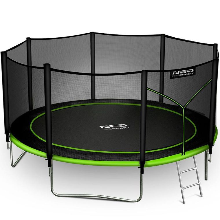 Neo-Sport, trampolina ogrodowa z siatką zewnętrzną i drabinką, 14ft/435 cm