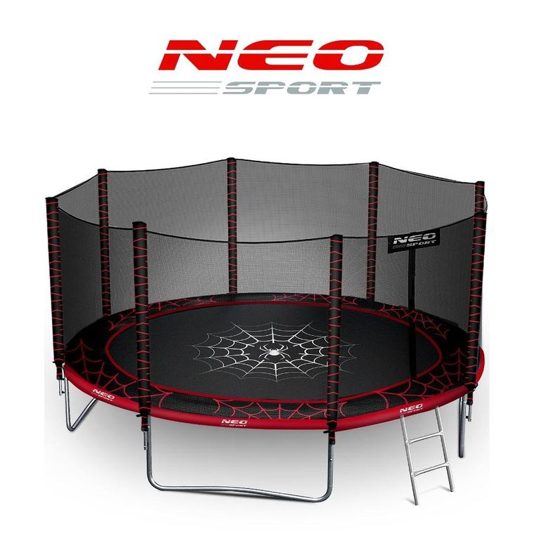 Neo-Sport, trampolina ogrodowa z siatką zewnętrzną i drabinką, 14ft/435 cm