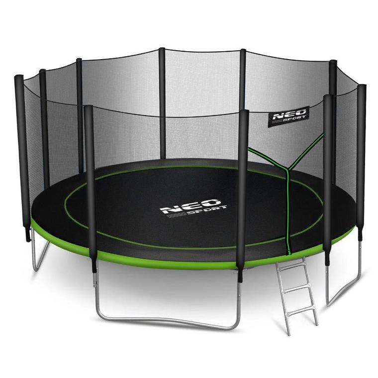 Neo-Sport, trampolina ogrodowa z siatką zewnętrzną i drabinką, 15ft/465 cm