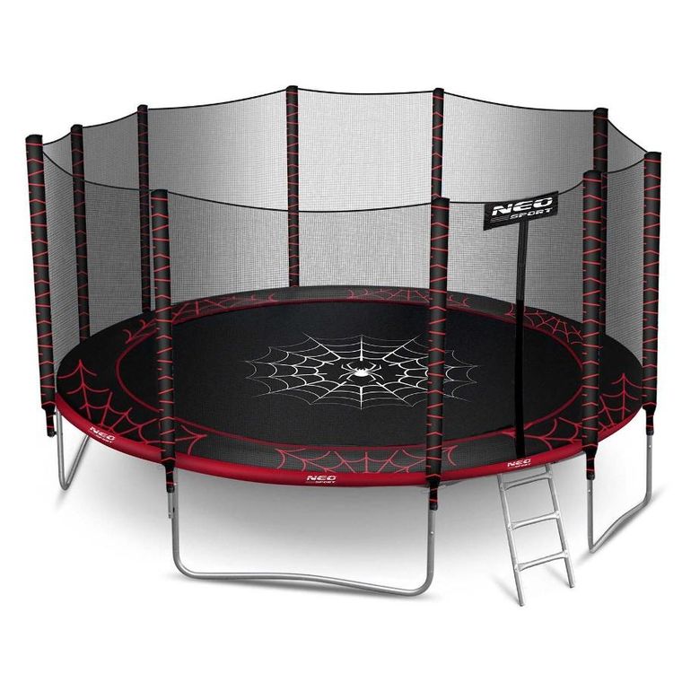 Neo-Sport, trampolina ogrodowa z siatką zewnętrzną i drabinką, 15ft/465 cm