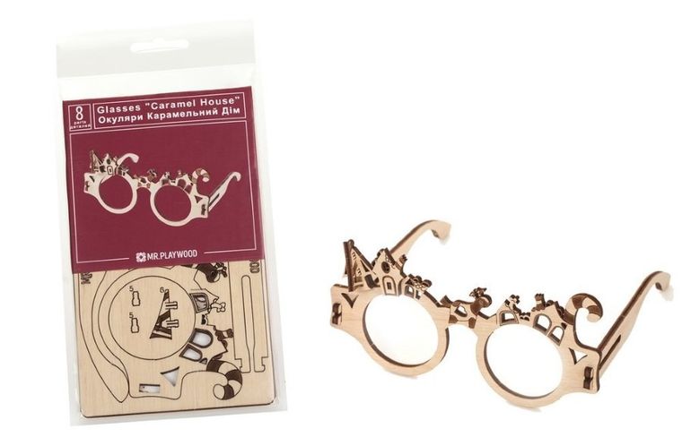 Nice Idea, Okulary Domki, puzzle drewniane 3D, 8 elementów