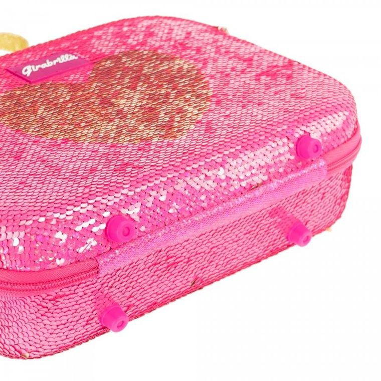 Nice, Make Up Girabrilla, cekinowa walizka z kosmetykami, różowa ze złotym