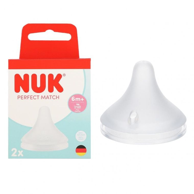 Nuk, Perfect Match Air, smoczek do butelki, silikonowy, rozmiar M, 2 szt.
