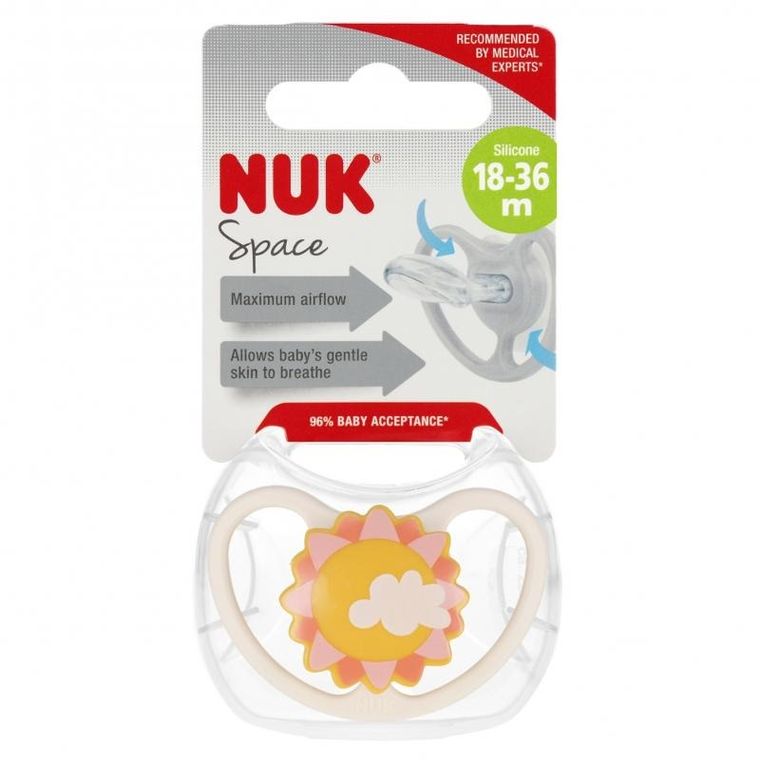 Nuk, Space, smoczek uspokajający, silikonowy, 18-36m, 1 szt.