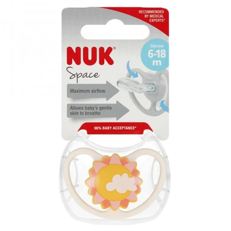 Nuk, Space, smoczek uspokajający, silikonowy, 6-18m, 1 szt.