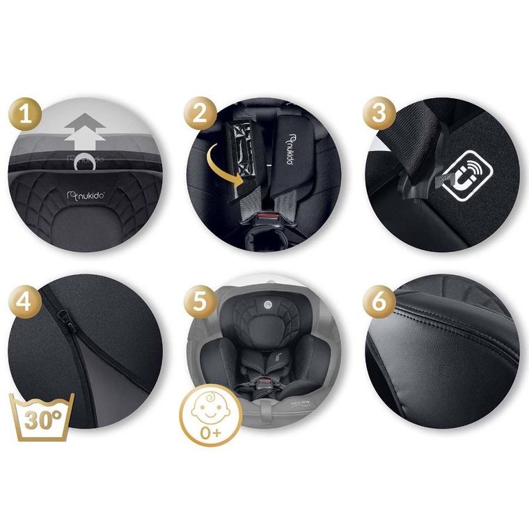 Nukido, Aero Line, fotelik samochodowy, czarny, 0-36 kg