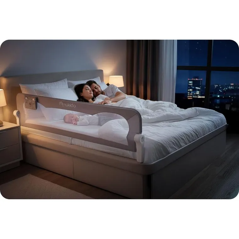 Nukido, barierka ochronna do łóżka, szara, 200 cm