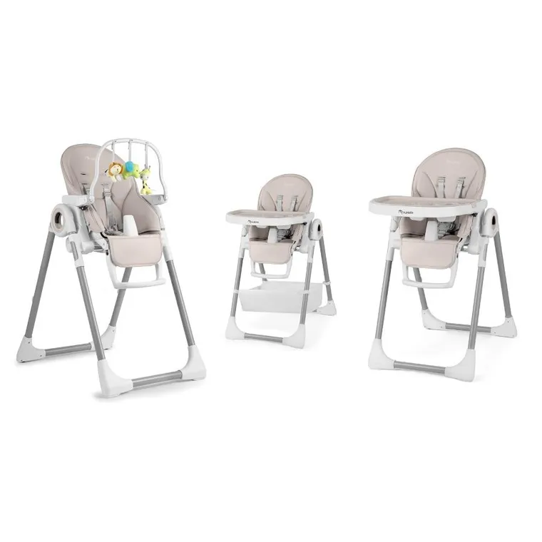 Nukido, Belo, krzesełko do karmienia ze stolikiem, leżaczek, szare