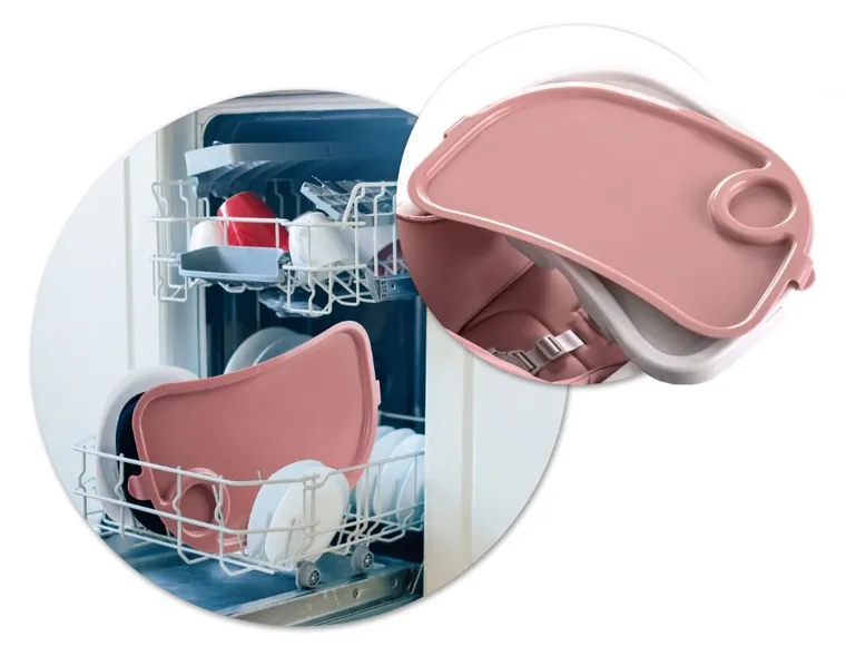 Nukido, Belo, krzesełko do karmienia ze stolikiem, różowe