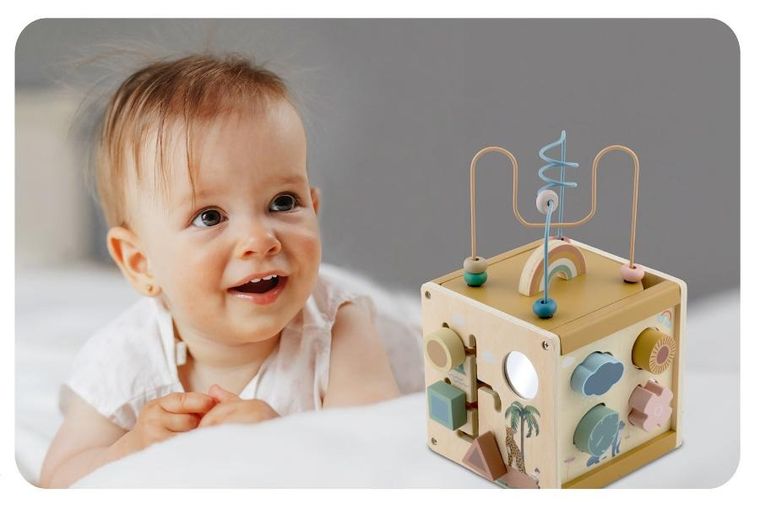 Nukido, kostka, drewniana zabawka sensoryczna