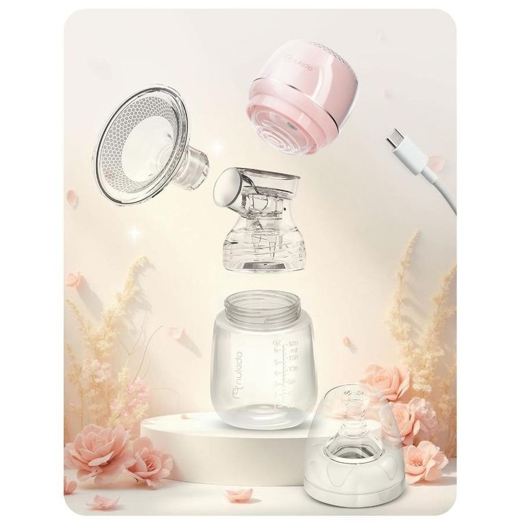 Nukido, laktator elektryczny, trójfazowy, różowy, NK-961