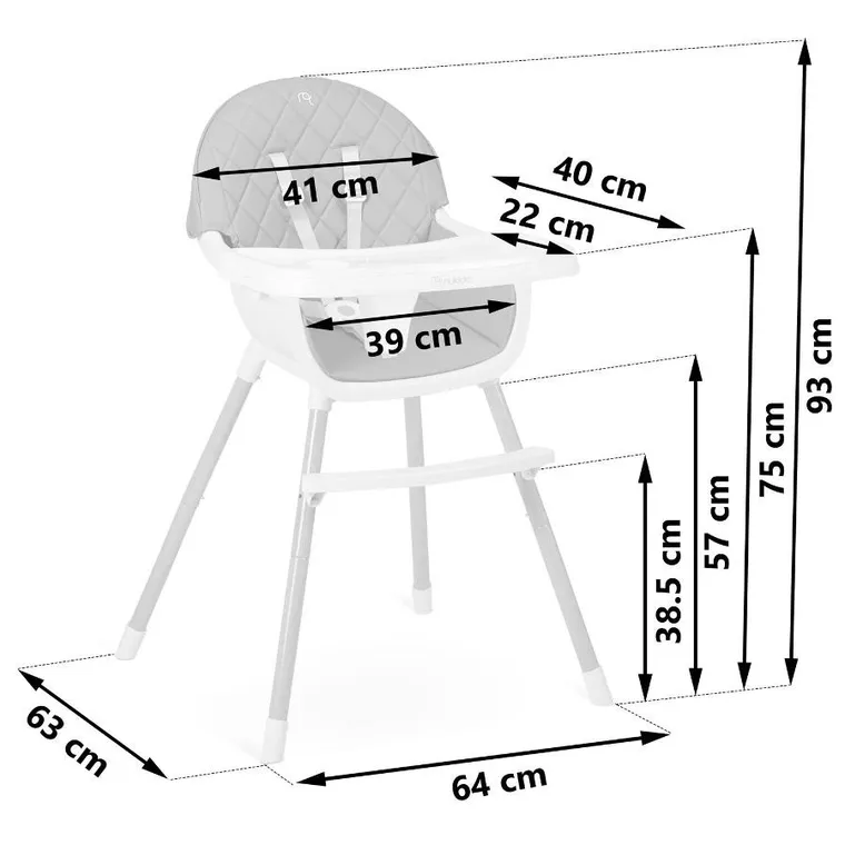 Nukido, Lilo, krzesełko do karmienia, szare