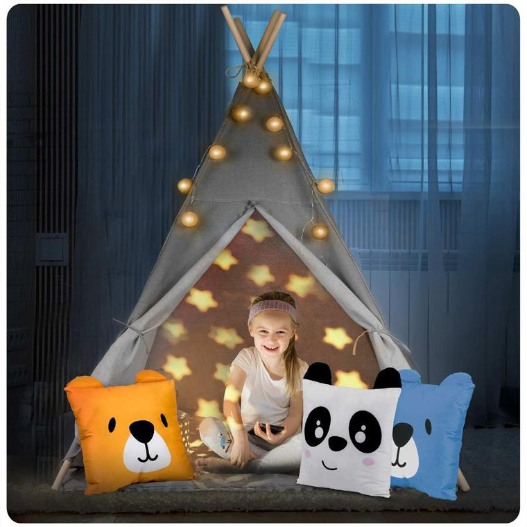 Nukido, namiot tipi dla dzieci ze światełkami, szary