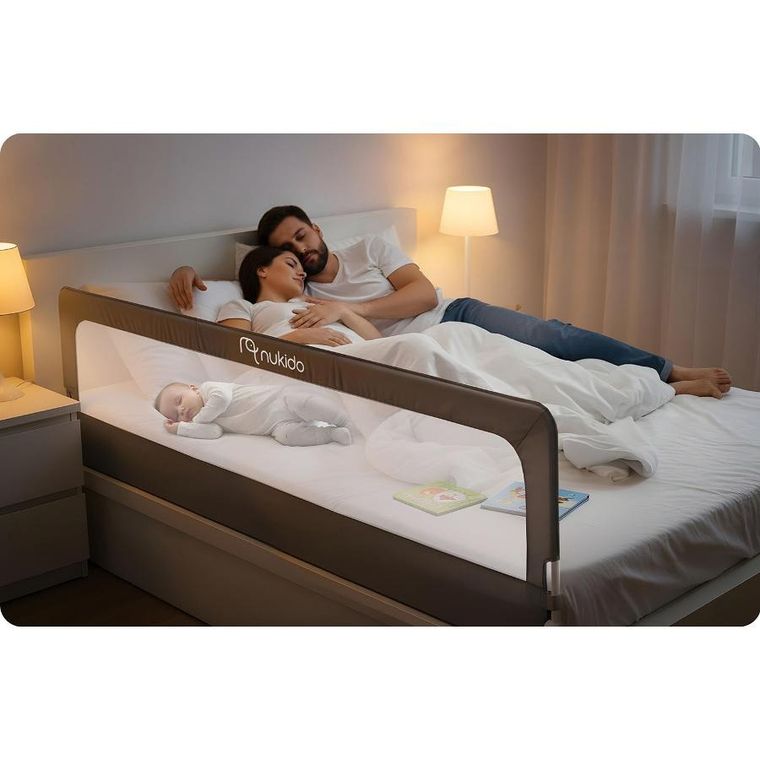 Nukido, NK-228, barierka ochronna do łóżka, szara, 200 cm