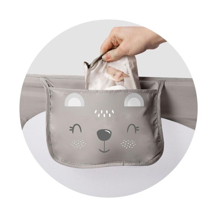 Nukido, osłona zabezpieczająca na łóżko, szara, 150-42-35 cm