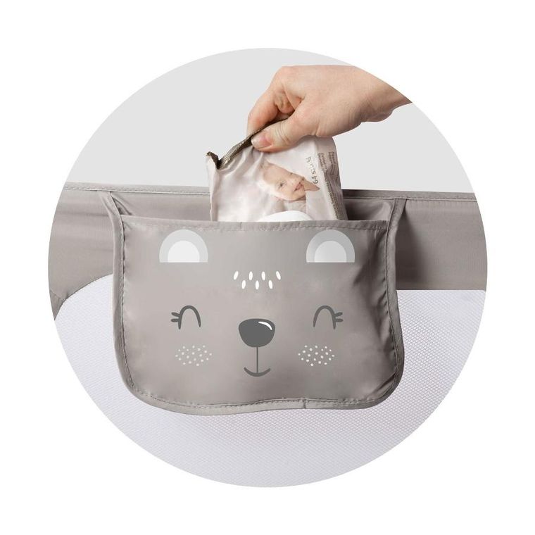 Nukido, osłona zabezpieczająca na łóżko, szara, 150-66-35 cm