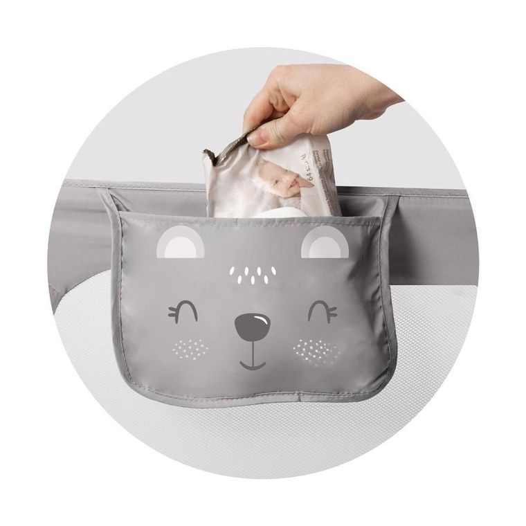 Nukido, osłona zabezpieczająca na łóżko, szara, 180-42-35 cm