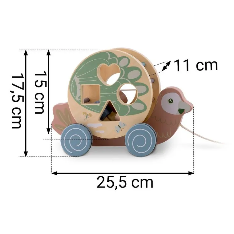 Nukido, Papuga, drewniana zabawka do ciągnięcia