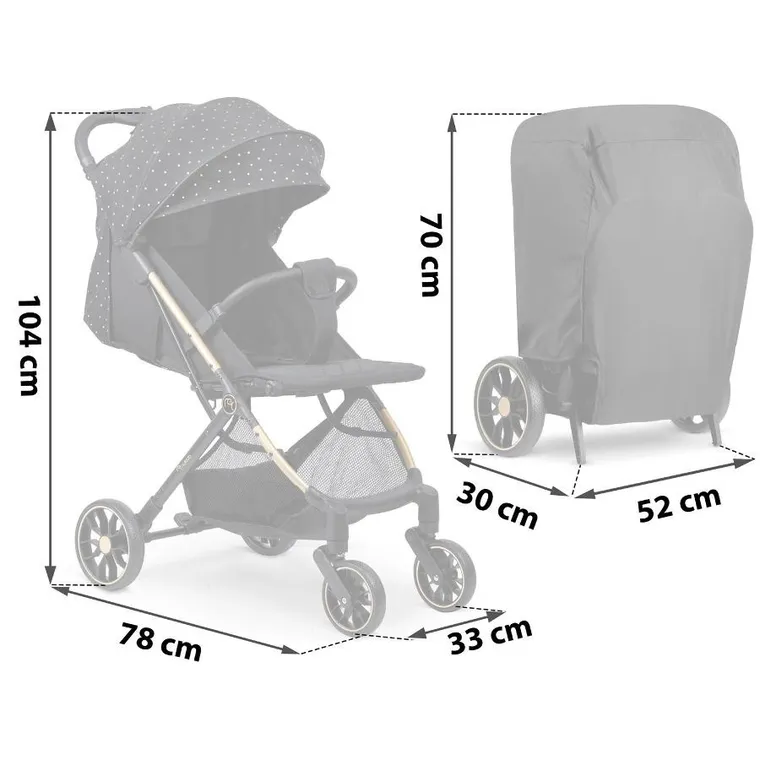 Nukido, Paseo, wózek dziecięcy, spacerówka, czarny w kropki