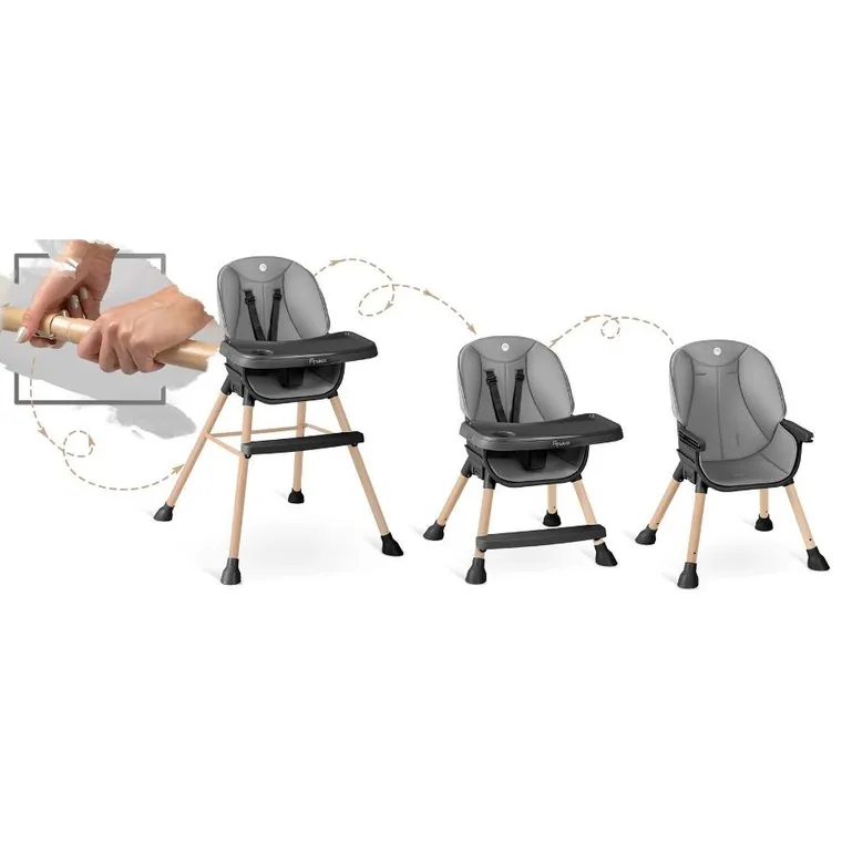 Nukido, Tilo, krzesełko do karmienia, szaro-czarne