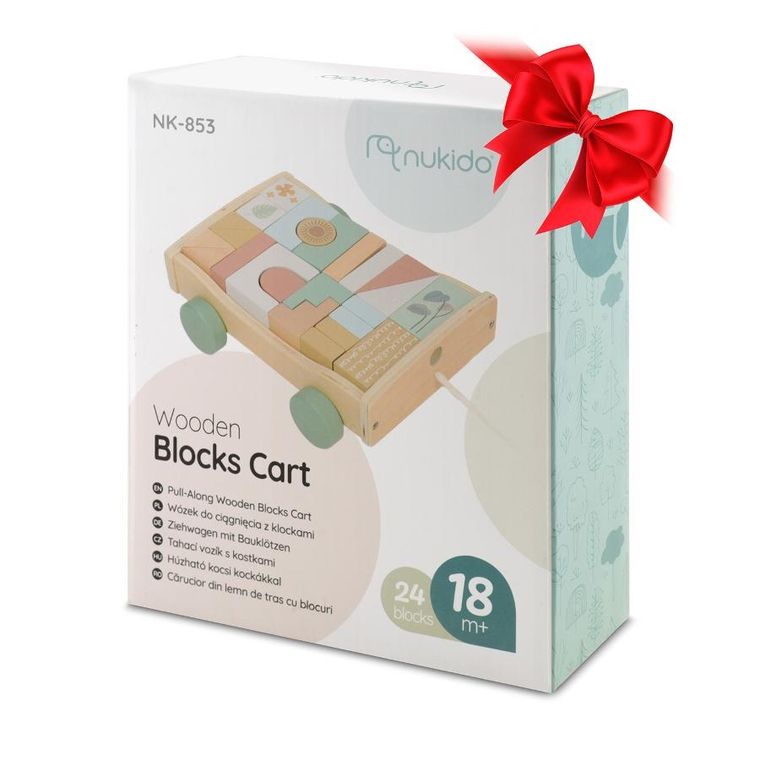 Nukido, zabawka do ciągnięcia z klockami, drewniana