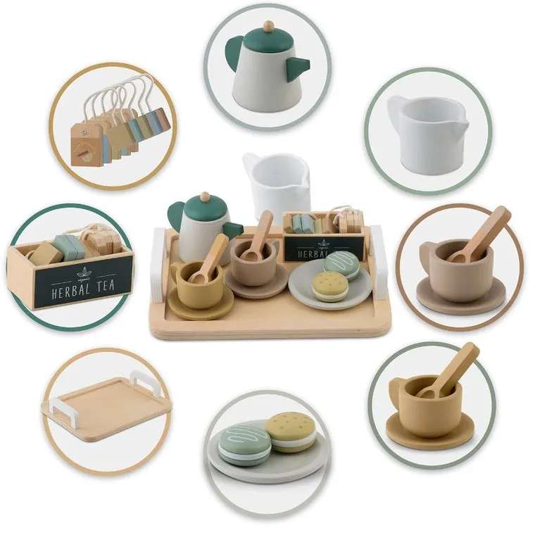 Nukido, zestaw do herbaty, drewniany