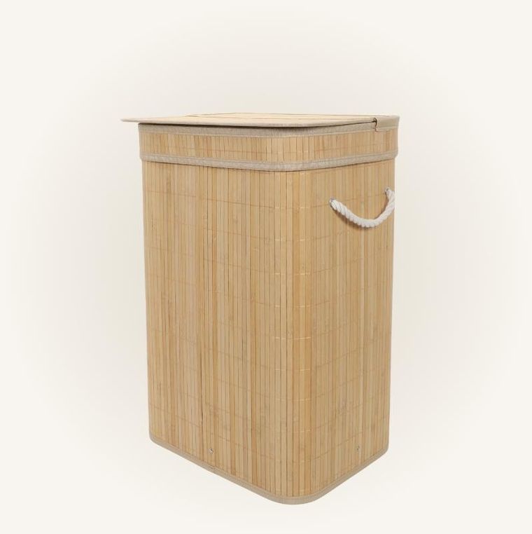 Nuxio, Luva, bambusowy kosz na pranie z pokrywą, 80l