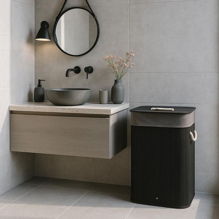 Nuxio, Sade, bambusowy kosz na pranie, 80l