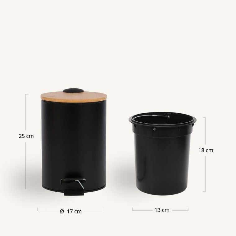 Nuxio, Zetru, kosz łazienkowy z bambusem, 3l