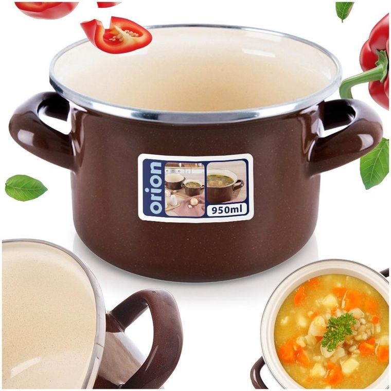 Orion, Brown, garnek emaliowany, 14 cm, 950 ml