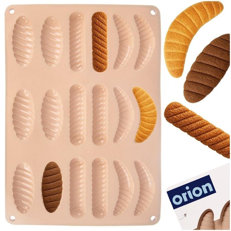 Orion, forma do ciastek i pralin, silikonowa, beżowa, 33-24,5-1 cm