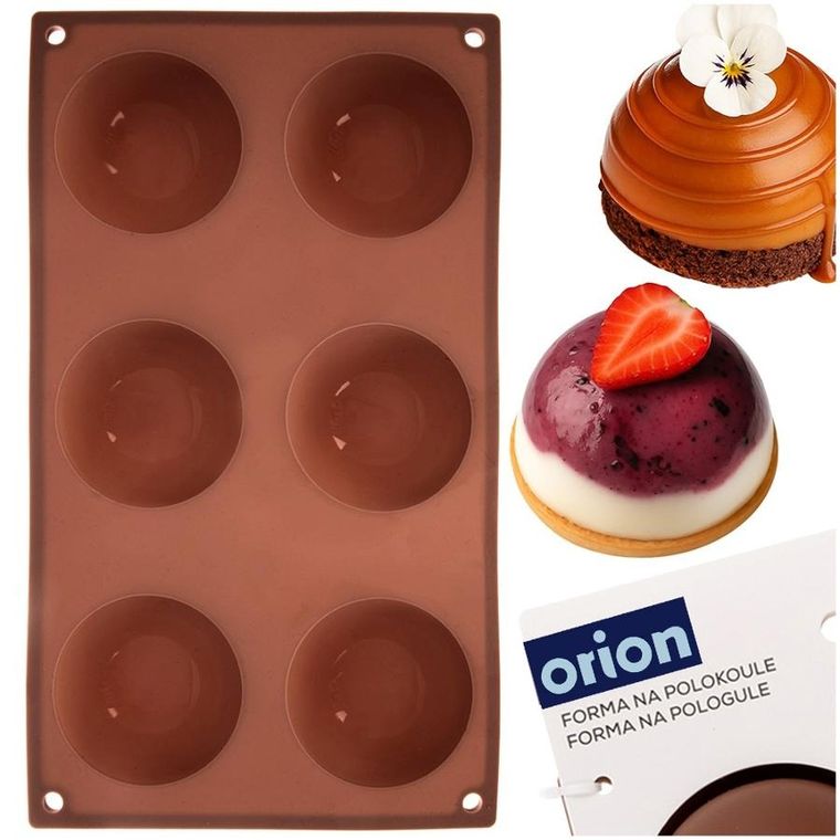 Orion, forma do ciastek i pralin, silikonowa, brązowa, 28-16,5-3 cm