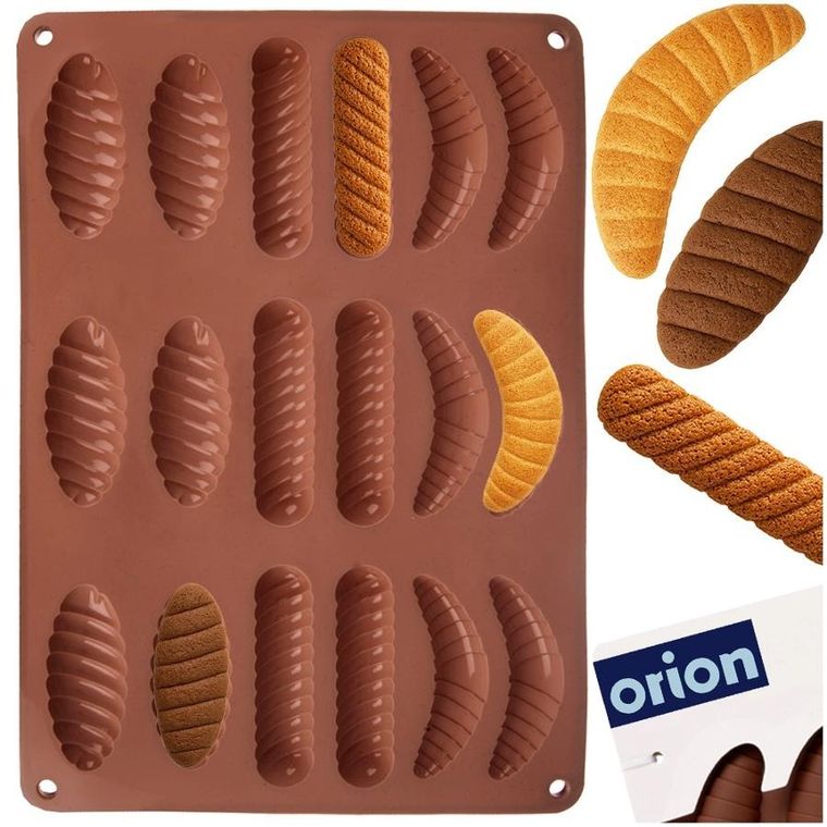 Orion, forma do ciastek i pralin, silikonowa, brązowa, 33-24,5-1 cm