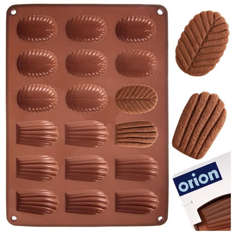 Orion, forma do ciastek i pralin, silikonowa, brązowa, 34-25-1 cm