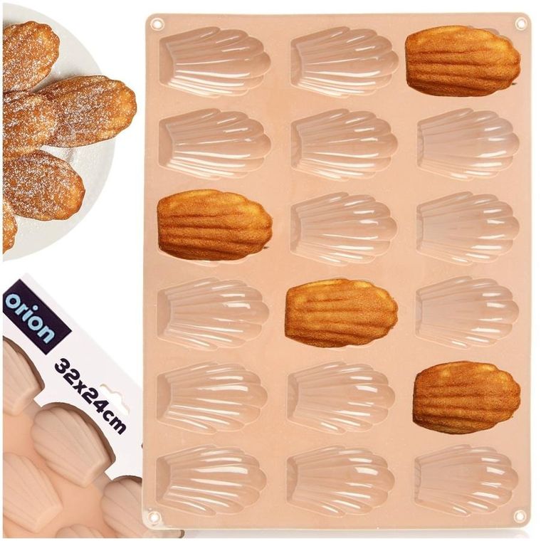 Orion, forma do ciastek, silikonowa, beżowa, muszelki, 32-24,5 cm