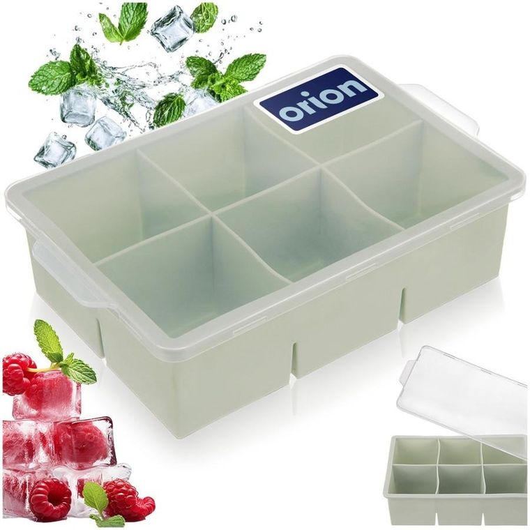 Orion, forma do kostek lodu z pokrywką silikonowa, zielona XXL, 18.5-12-5 cm