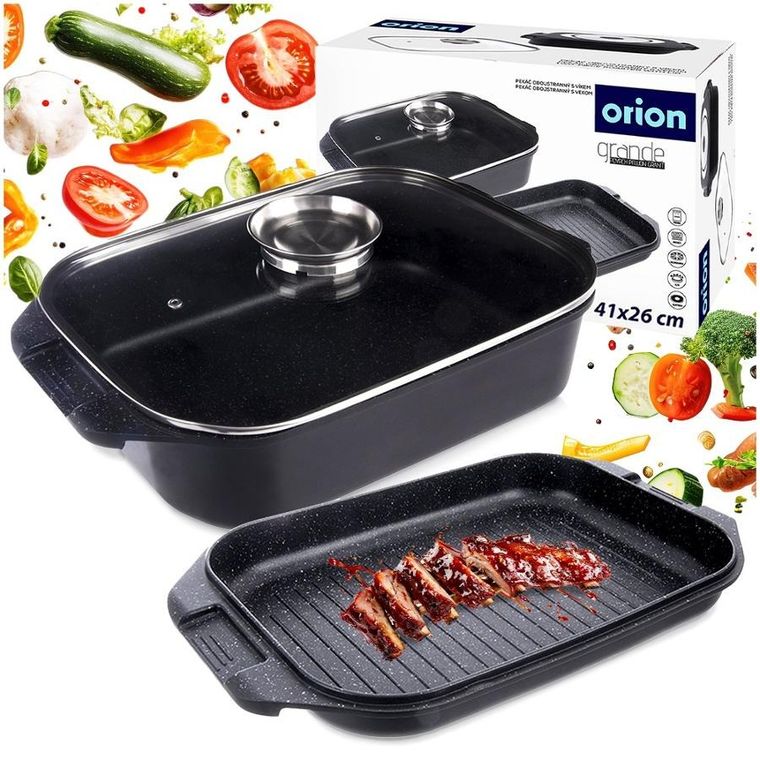 Orion, Grande, brytfanna granitowa z pokrywką, 7l, 41-26-15 cm