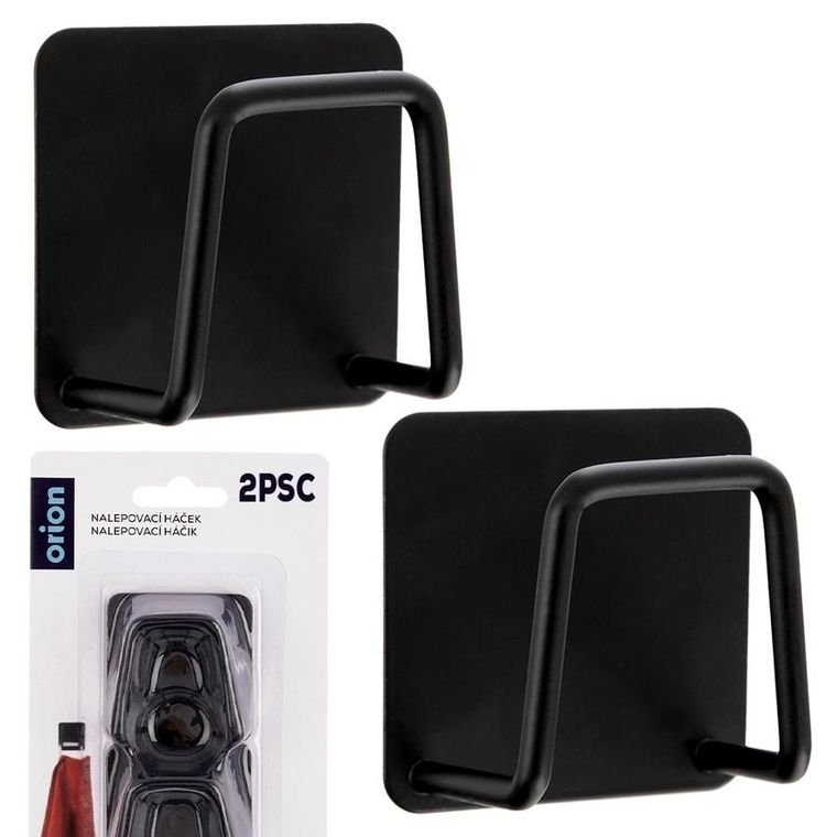 Orion, haczyk wieszak samoprzylepny, czarny, 4,8-4,8 cm, 2 szt.