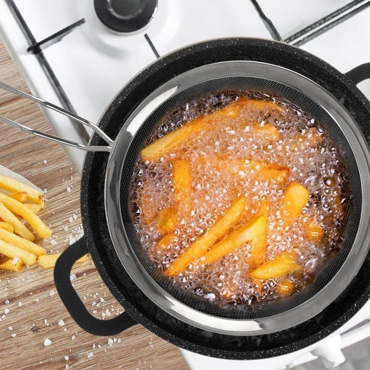 Orion, koszyk do smażenia frytek z rączką, stalowy, 19,5 cm