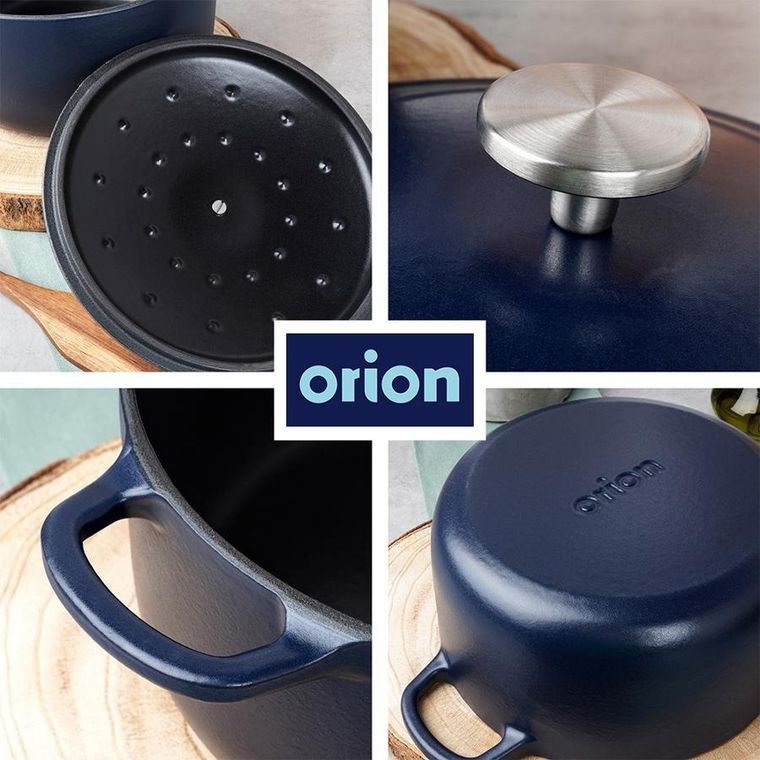 Orion, Litina, garnek z pokrywką, żeliwny, emaliowany, 22 cm, 3,3l