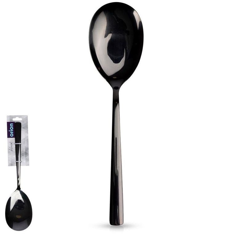 Orion, łyżka do sałaty, stalowa, czarna, 25 cm