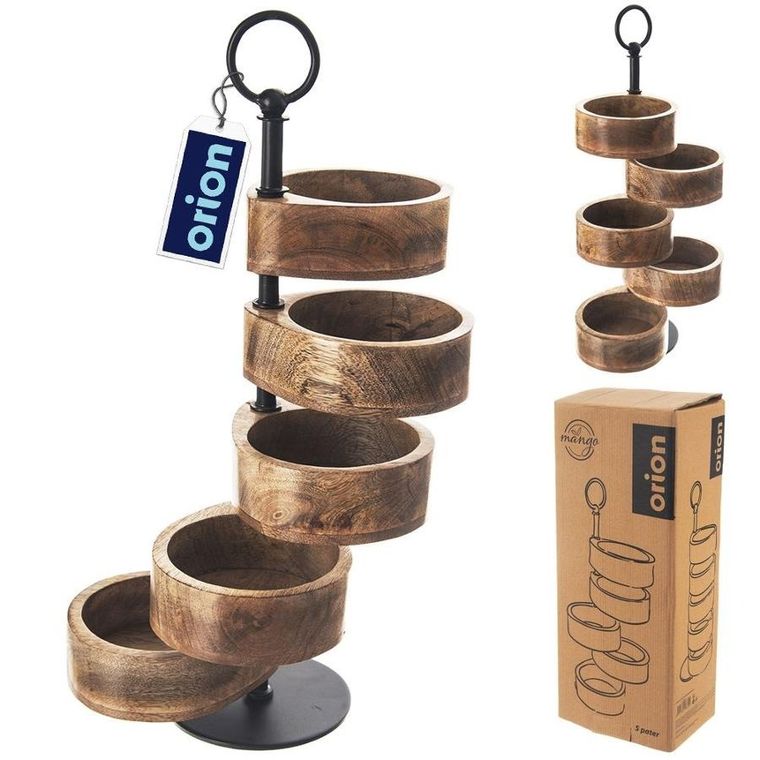 Orion, Patera drewniana 5-poziomowa, Mango, 44.5 cm