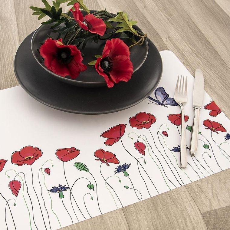 Orion, podkładka pod talerz, maki, 43-28 cm