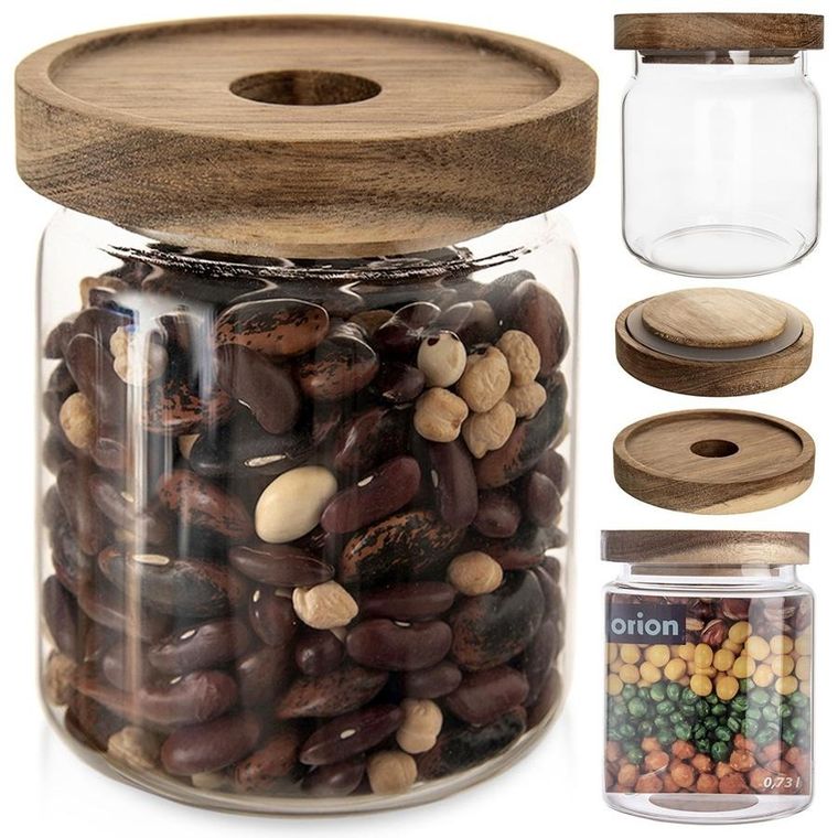 Orion, pojemnik na produkty sypkie szklany z pokrywką i uszczelką, 730 ml