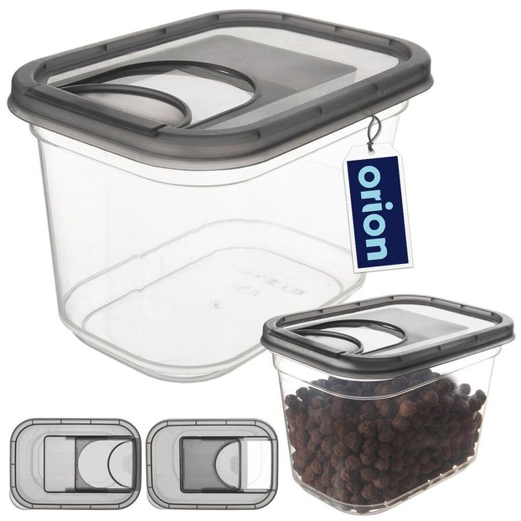 Orion, pojemnik na produkty sypkie z dozownikiem, grey, 1,3l